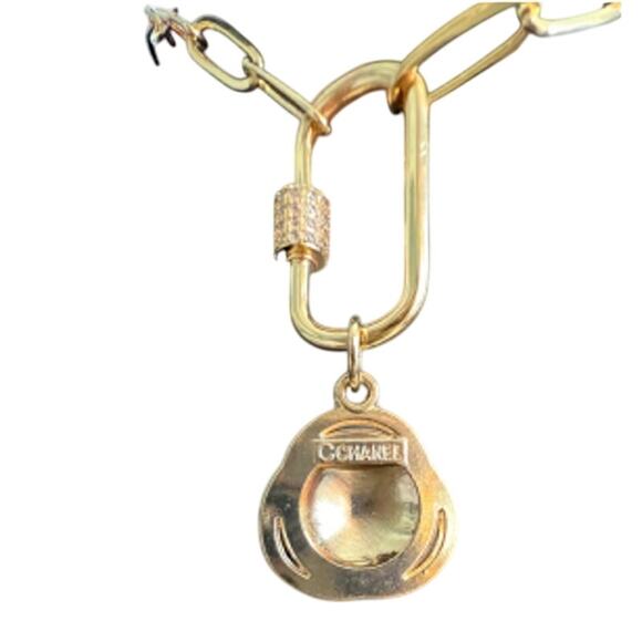 Chanel Gold Swirl Circle CC Pendant with Paper Clip Carabiner Necklace (CCXX035) - Picture 5 of 5
